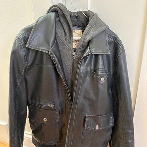 American Rag Leather Jacket with Hoodie